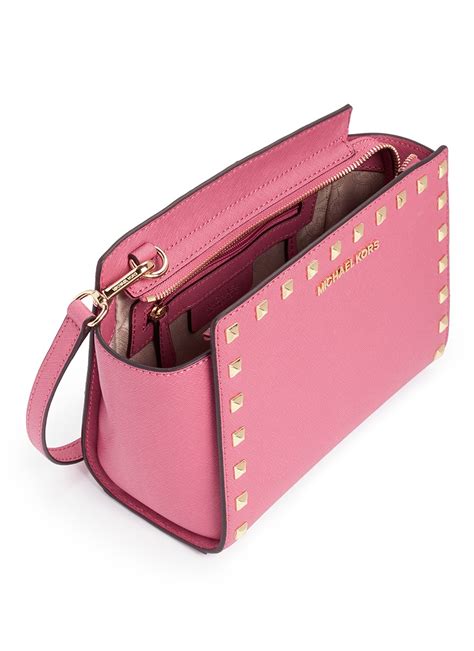 Michael Kors Selma Mini Stud Messenger Bag Raspberry Pink